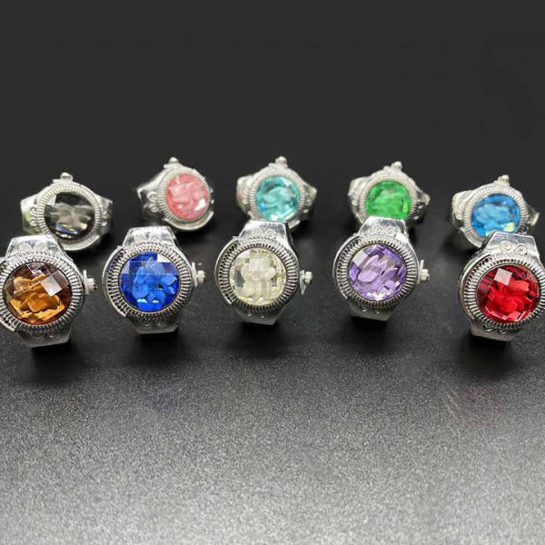 Vintage Mini Ring Watch Clock Finger Elastic Strap Glass Quartz Ring Watch