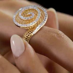 14K Yellow Gold Diamond Wedding Ring Round Brilliant Cut Pave Setting Adjustable Vintage Women's Band
