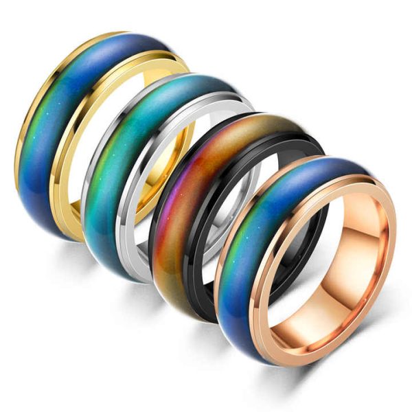 Mood Temperature Change Ring 6mm Wide Couple Control Female Student Gift Blank