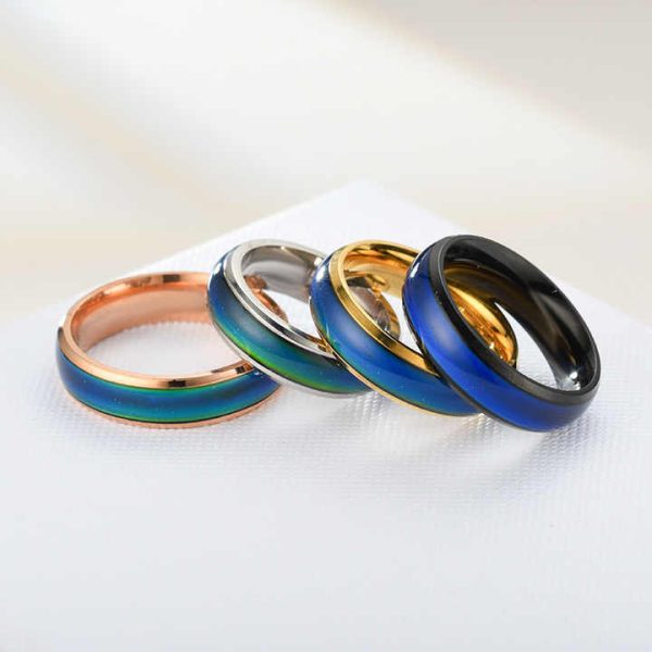 Mood Temperature Change Ring 6mm Wide Couple Control Female Student Gift Blank