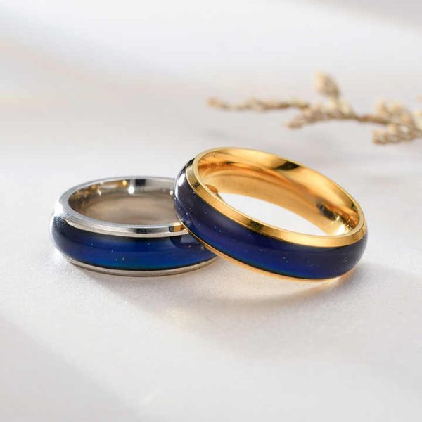 Mood Temperature Change Ring 6mm Wide Couple Control Female Student Gift Blank