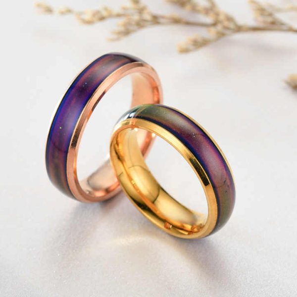 Mood Temperature Change Ring 6mm Wide Couple Control Female Student Gift Blank