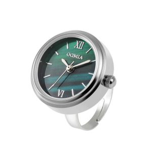 Trendy Stainless Steel Unisex Ring Watch with Quartz Movement, Free Size Geometric Design for Women and Men