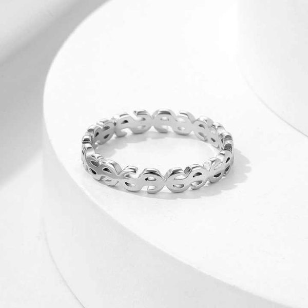 Trendy 18K Gold-Plated Stainless Steel Skeleton Ring Hot Sale Laser Cut Creative Dollar Waterproof Personalized Jewelry