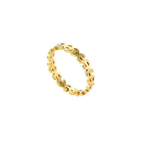 Trendy 18K Gold-Plated Stainless Steel Skeleton Ring Hot Sale Laser Cut Creative Dollar Waterproof Personalized Jewelry