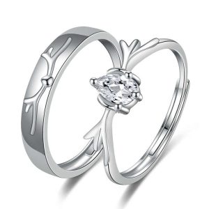 Antler Couple Rings for Men and Women with a Simple Personality for a Deer with Your Gift Jewelry