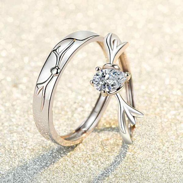 Antler Couple Rings for Men and Women with a Simple Personality for a Deer with Your Gift Jewelry