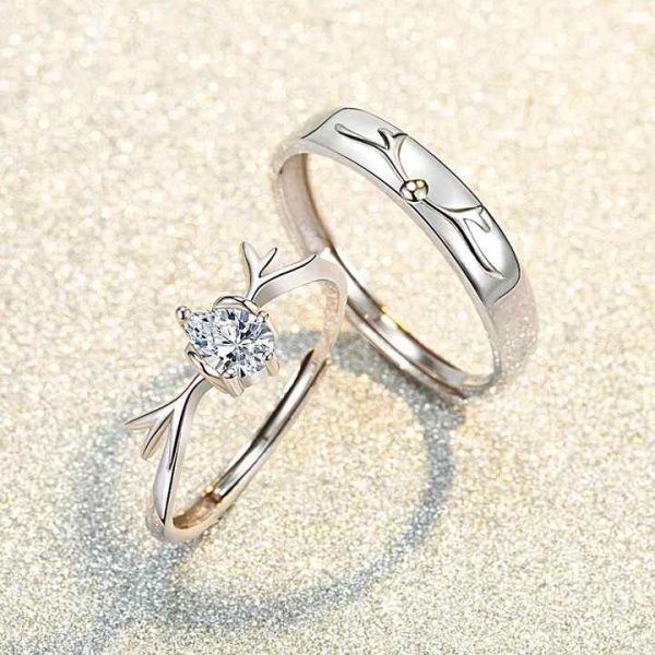 Antler Couple Rings for Men and Women with a Simple Personality for a Deer with Your Gift Jewelry