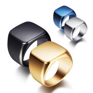 Trendy Stainless Steel Zircon Bezel Set Neo-Gothic Unisex Ring with Green Accents
