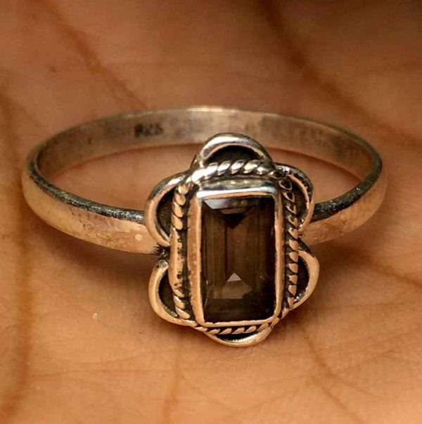 Smokey Quartz 92.5 Silver Sterling gemstone Ring for woman Gift Wholesale price per piece natural good quality