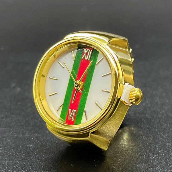 Digital Geometric Finger Ring Watch for Women Vintage Punk Elastic Stretchy Quartz Ring Watch
