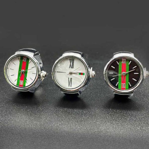 Digital Geometric Finger Ring Watch for Women Vintage Punk Elastic Stretchy Quartz Ring Watch