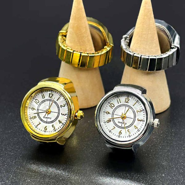 Rings Watch,Latest Creative Funny Mini Watch Simple Gold Alloy Ring Watch for Men