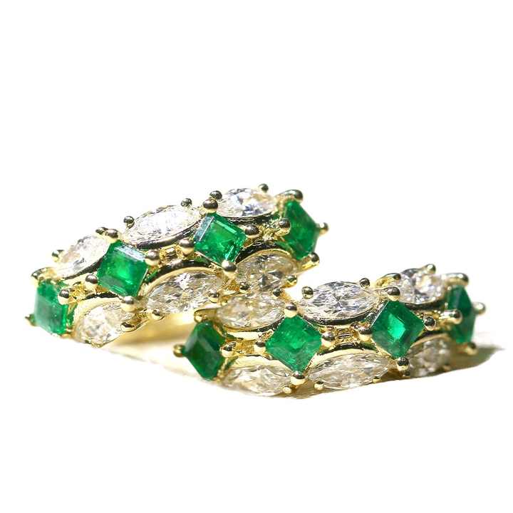Natural Emerald Ring & Earring with 18k Gold Party Jewelry Gemstone Rings Wholesale Price