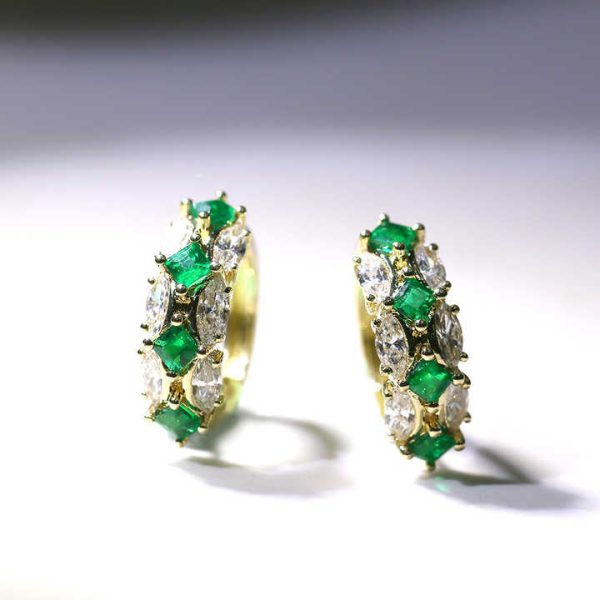 Natural Emerald Ring & Earring with 18k Gold Party Jewelry Gemstone Rings Wholesale Price