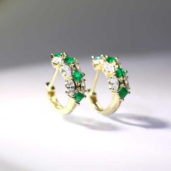 Natural Emerald Ring & Earring with 18k Gold Party Jewelry Gemstone Rings Wholesale Price