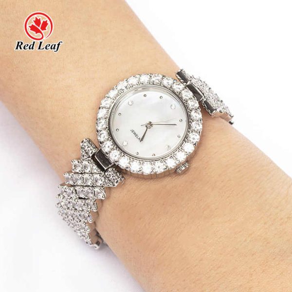 New Good Quality Smart Wrist Stainless Steel Watch Women's Cubic Zirconia Gemstone Watch for Daily Like
