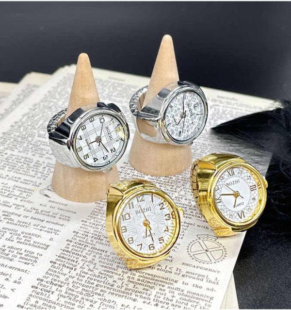 Wholesales Gold Plated Quartz Men Finger Ring Watch Unisex Jewelry Cool Boy Wrist Bands Smart Ring Watch