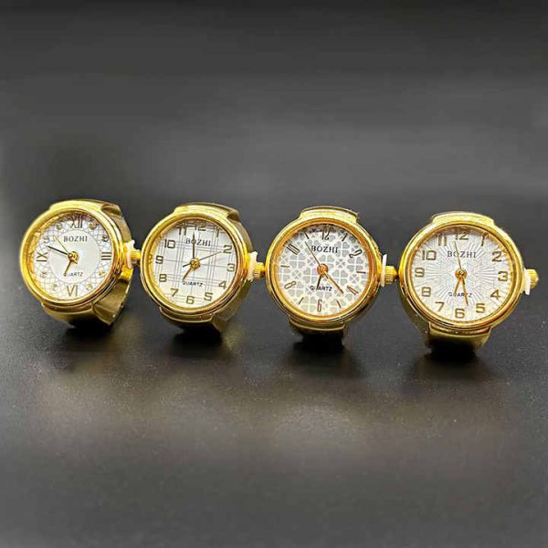 Wholesales Gold Plated Quartz Men Finger Ring Watch Unisex Jewelry Cool Boy Wrist Bands Smart Ring Watch