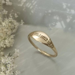 Unisex Geometric Mama Ring Gold Casual Jewelry Gift for Mother's Day Anniversary Wedding with Invisible Setting