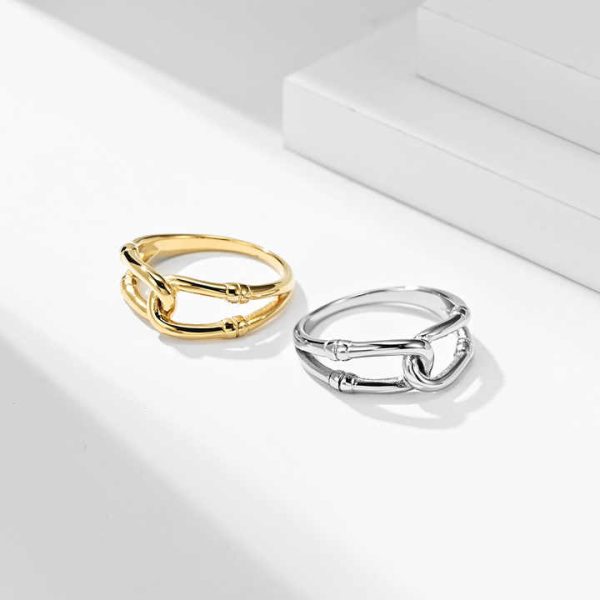 European and American wind ring buckle hollow simple ladies ring rope knot stainless steel personality proposal ring gift