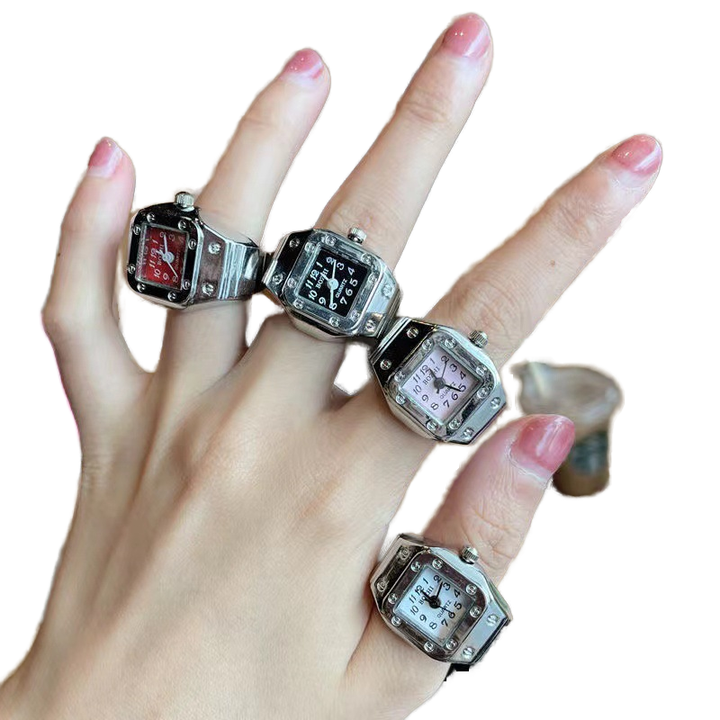 Fashionable Men's Women's Watches with Diamond Quartz Retro Creative Mini Clock Ring Design Versatile Weddings Other Occasions