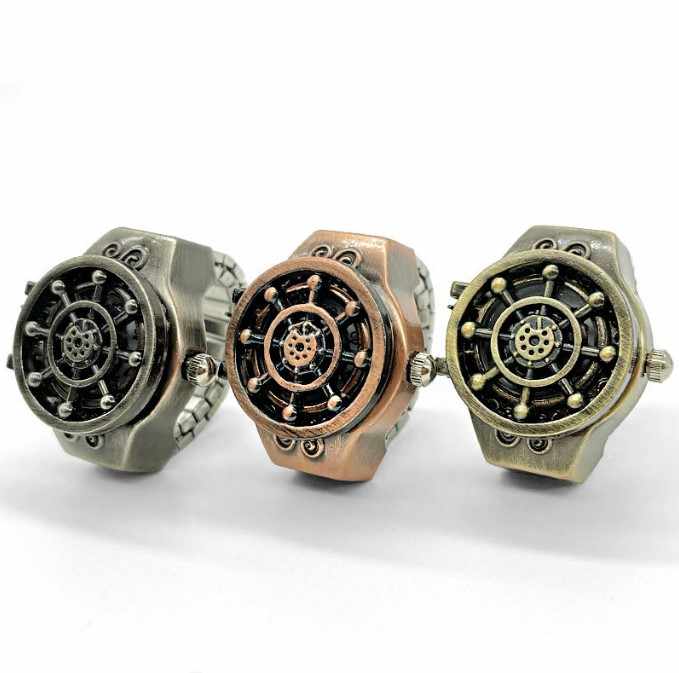 Hot Sale New Flip Watch Creativity Fashion Retro Mini Finger Quartz Ring Watch