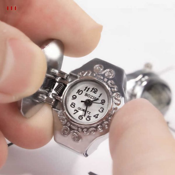 Hot Selling Gemstone Ring Watch Vintage Adjustable Rhinestone Quartz Watch Ring for Women Girls