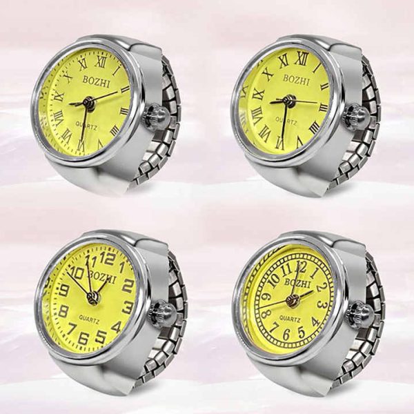 Retro Ring Watch Small Finger Watch Ring Dial Quartz Elastic Watchband Simple Number Mini Ring Watches