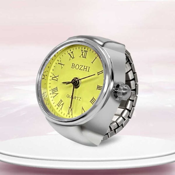 Retro Ring Watch Small Finger Watch Ring Dial Quartz Elastic Watchband Simple Number Mini Ring Watches