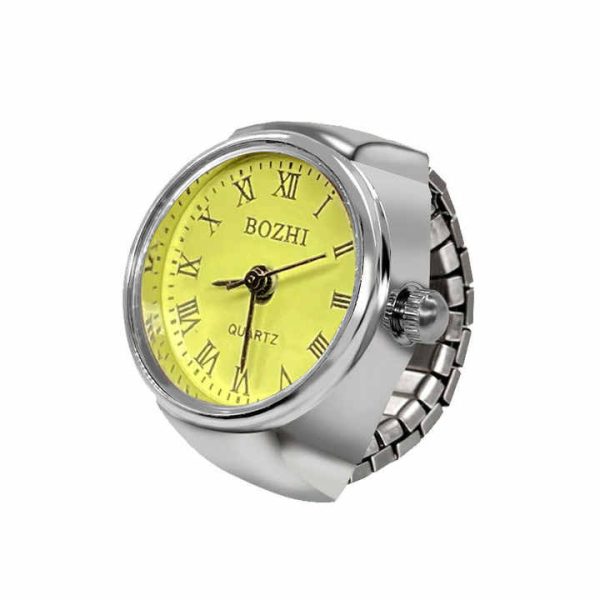 Retro Ring Watch Small Finger Watch Ring Dial Quartz Elastic Watchband Simple Number Mini Ring Watches