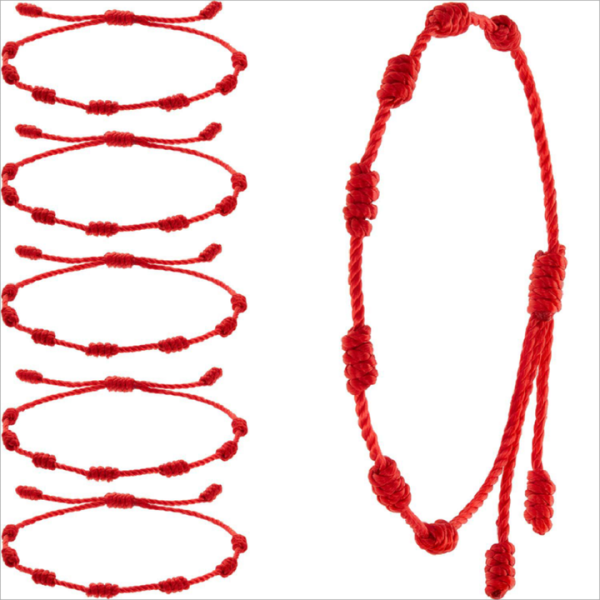 Kabbalah Adjustable Good Lucky Red Rope Cord String Thread Braided Bracelet 7 Knots Hand Woven Red Bracelets Jewelry
