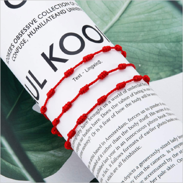 Kabbalah Adjustable Good Lucky Red Rope Cord String Thread Braided Bracelet 7 Knots Hand Woven Red Bracelets Jewelry
