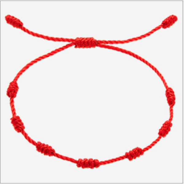 Kabbalah Adjustable Good Lucky Red Rope Cord String Thread Braided Bracelet 7 Knots Hand Woven Red Bracelets Jewelry