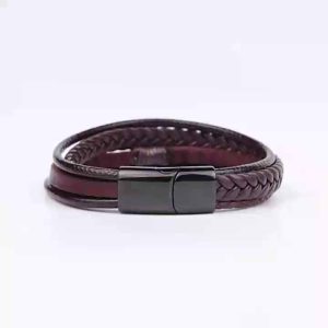 Trendy Men's Multi-Strand Handmade Woven Leather Rope Bracelet Vintage Ethnic Style Alloy Bangle Jewelry