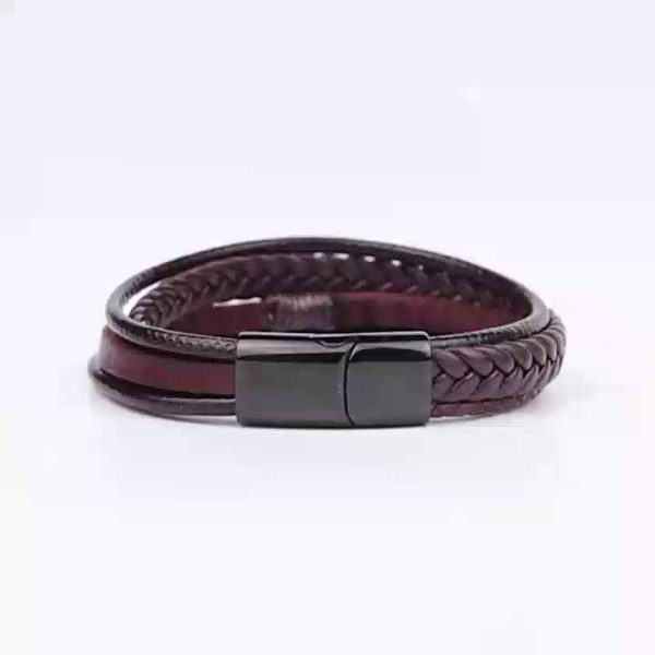 Trendy Men's Multi-Strand Handmade Woven Leather Rope Bracelet Vintage Ethnic Style Alloy Bangle Jewelry