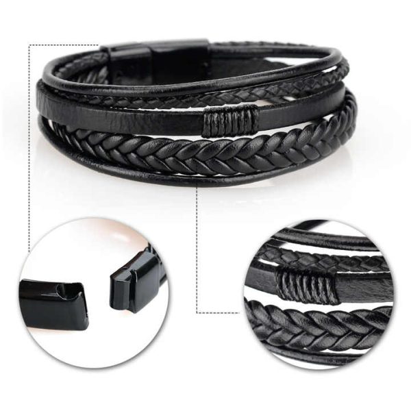 Wholesale Multi-Strand Wristband Men's Fashion Leather Rope Handmade Woven Bracelets Bangles Vintage Ethnic Style Hand Jewelry