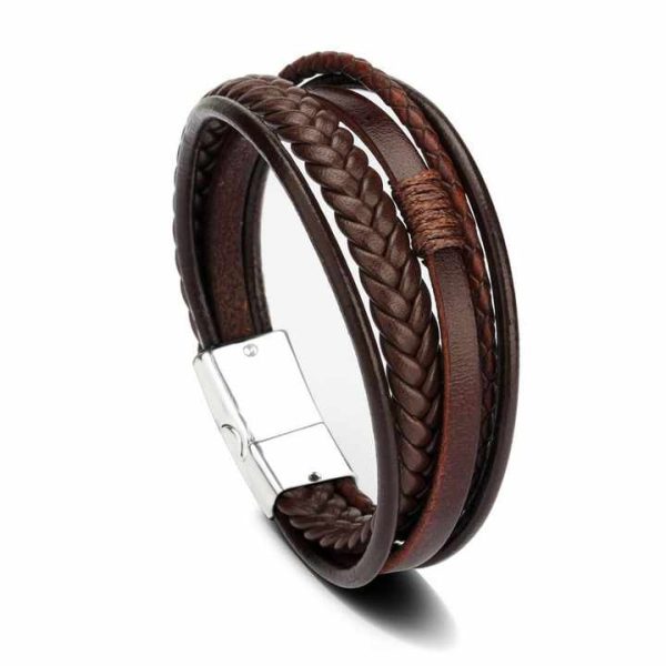 Wholesale Multi-Strand Wristband Men's Fashion Leather Rope Handmade Woven Bracelets Bangles Vintage Ethnic Style Hand Jewelry
