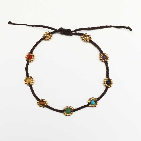 INS New 3mm Natural Stones Braided Rope Daisy Flower Trendy Adjustable Bracelet for Girl Handmade Friendship Chakra Bracelet