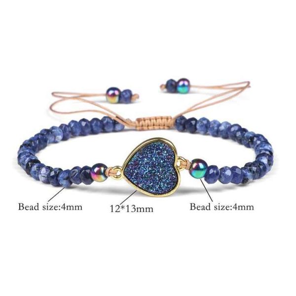 Adjustable Women's Natural Stone Wheel Beads Bracelet Hand-Woven Crystal Cluster Fashion String Gift