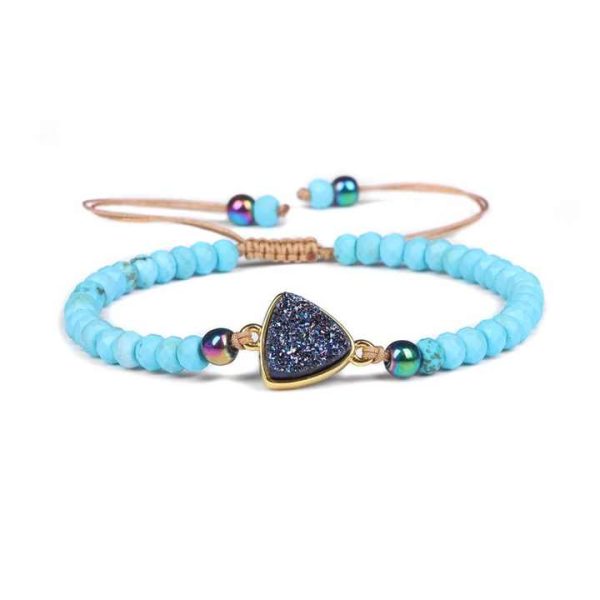 Adjustable Women's Natural Stone Wheel Beads Bracelet Hand-Woven Crystal Cluster Fashion String Gift