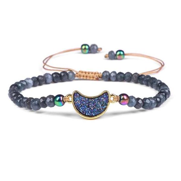 Adjustable Women's Natural Stone Wheel Beads Bracelet Hand-Woven Crystal Cluster Fashion String Gift