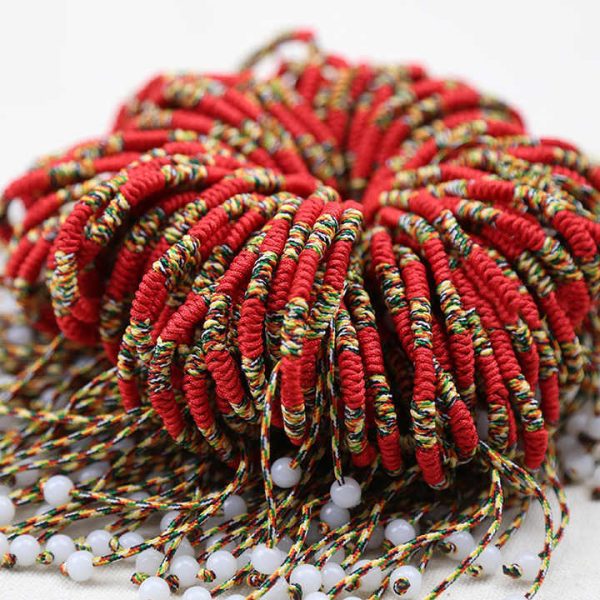Handmade Tibetan Buddhist Buddha Prayer Knots Yoga Bracelet Adjustable Rope Lucky Red String Bracelet for Men Women
