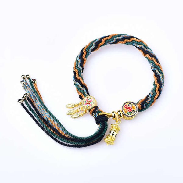 Adjustable Rope Corn Knot Macrame Bracelet Lucky String Braided Buddhist Tibetan Bracelet