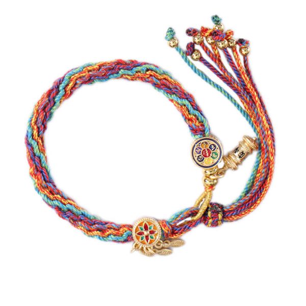Adjustable Rope Corn Knot Macrame Bracelet Lucky String Braided Buddhist Tibetan Bracelet