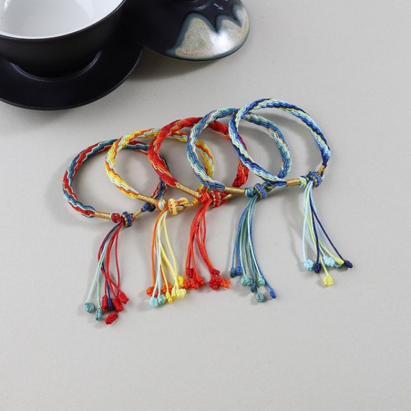 Adjustable Rope Corn Knot Macrame Bracelet Lucky String Braided Buddhist Tibetan Bracelet