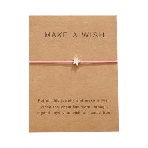 Women Kids Adjustable Red String Bracelet with Lucky Star Make a Wish Heart Charm Fashionable Friendship Jewelry with Gift Card