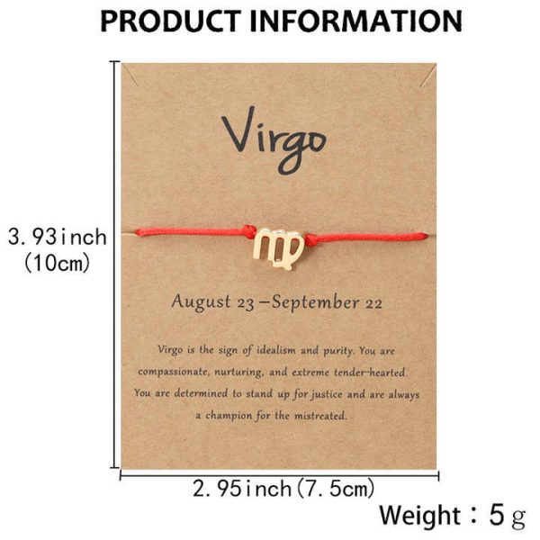 Wholesale Customized Adjustable Lucky Red Rope 12 Zodiac Bracelet Zodiac Card Bracelet