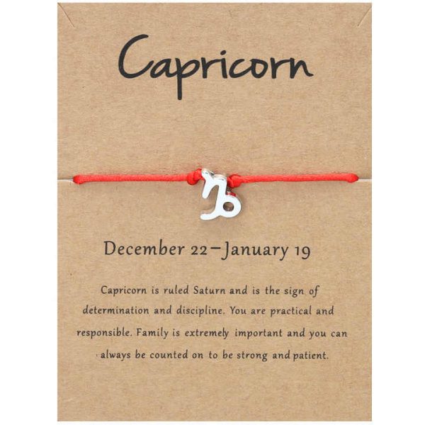 Wholesale Customized Adjustable Lucky Red Rope 12 Zodiac Bracelet Zodiac Card Bracelet
