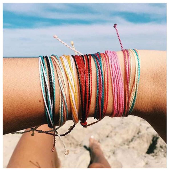Handmade Fashion Wax String Bracelets Friendship Bracelets for Women Braided Rope Cord String Bracelet Beach Jewelry Pulseras